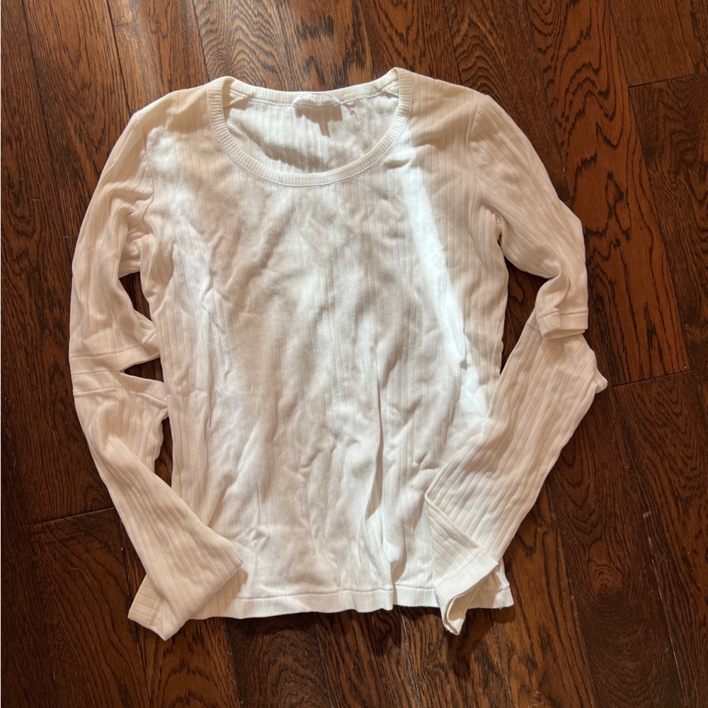 Helmut Lang slit cutout elbow long sleeve ribbed top
